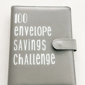 100 Envelope Savings Challenge, Savings Binder Gray